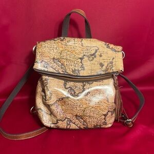 Patricia Nash 100% Leather map print backpack bag